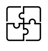 Icon von 4 Puzzleteilen für Integration.