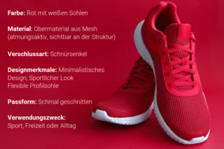 rot weisse sportschuhe stehen auf einem roten hintergrund