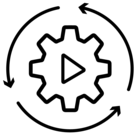 Icon eines sich bewegenden Zahnrades.