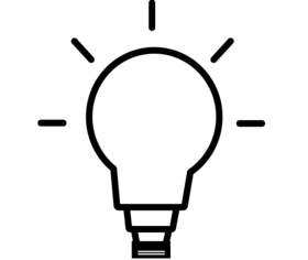 Icon einer Glühbirne, für Konzeptionen.