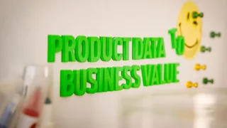 Pinnwand mit Schriftzug: Product data to Business Value