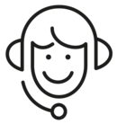 Icon einer Person im Kundenservice für den Begriff Kundendaten.