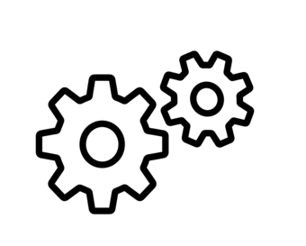 icon von 2 unterschiedlichen Zahnrädern, für Systemauswahl.