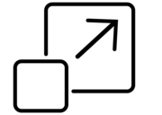 Icon eines wachsenden Quadrats, um Skalierbarkeit darzustellen.