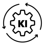 icon eines Zahnrades mit der Aufschrift KI, das sich dynamisch dreht.
