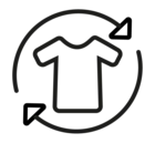 Icon eines T Shirts mit Pfeilkreis für den Begriff Retoure.